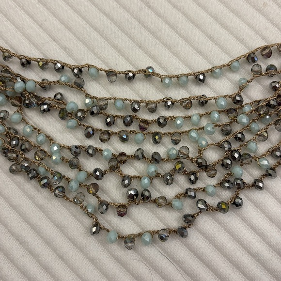 Niquea.D multi strand crystal necklace light turquoise and shimmery beads - Picture 3 of 5